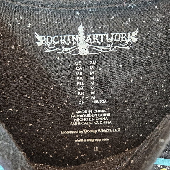 Rockin Artwork T-Shirt Womens Sz M Jimi Hendrix Black Textured Pull Over - Picture 5 of 9